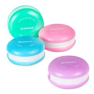 Espositore 16 correttori a nastro a forma di macarons Donau 5 mm x 6 m in 4 colori assortiti - 330410916