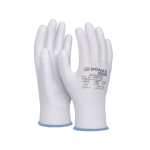 Guanti da lavoro Donau Safety in poliestere e spalmati di PU bianco sul palmo - Tg. 9 - 32031321-09 (conf.12)