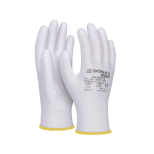 Guanti da lavoro Donau Safety in poliestere e spalmati di PU bianco sul palmo - Tg. 8 - 32031321-08 (conf.12)