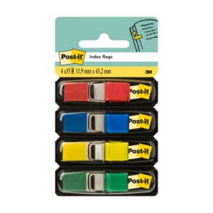 Segnapagina removibili Post-it® Index Mini con dispenser Blu, Giallo, Verde, Rosso - 683-4 (conf.4 da 35 fogli)