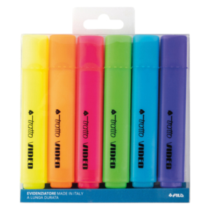 Evidenziatori Tratto Video - Giallo,Verde,Arancio,Azzurro,Rosa,Lilla- 1- 5 mm - 831000 (conf.6)