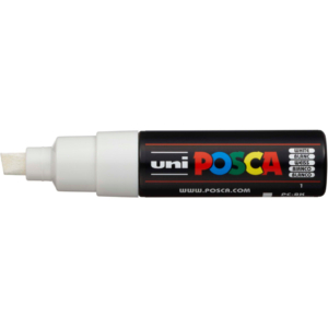 Pennarello Uniposca Bianco a tempera Uni-Ball punta a scalpello 8 mm