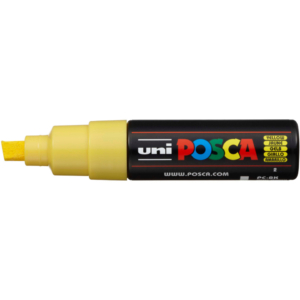 Pennarello Uniposca Giallo a tempera Uni-Ball punta a scalpello 8 mm