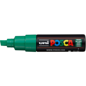 Pennarello Uniposca Verde a tempera Uni-Ball punta a scalpello 8 mm