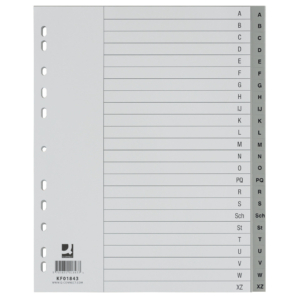 Divisori alfabetici Q-Connect A-Z 24,5x29,7 cm Grigio KF01843 (conf.24 pagine)