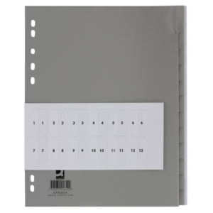 Divisori personalizzabili Q-Connect Grigio 24,5x29,7 cm ppl (conf.12 pagine)