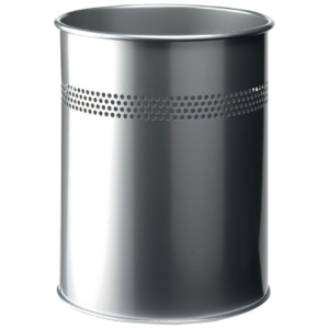 Cestino gettacarte DURABLE cilindrico con superficie perforata acciaio 15 litri - Argento metallizzato - 330023