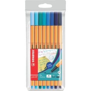 Fineliner Stabilo Point 88® 0,4 mm - 8 tonalità di Blu - 88/8-03 (conf.8)