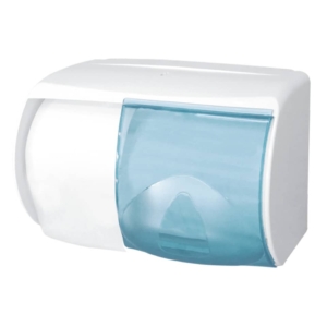 Distributore di carta igienica doppio rotolo QTS 175 mm con capacità massima Ø13 cm Bianco con vetrino Blu - IN-TOD/WS