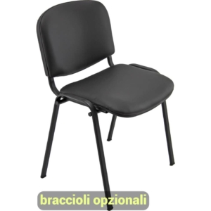 Sedie visitatore Unisit Dado 4 gambe - schienale fisso rivestimento ecopelle Nero - D5S/2/KN (conf.2)