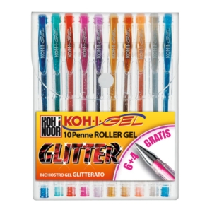 Penne gel KOH-I-NOOR Assortito 0,7 mm con brillantini - NAGP10S (conf.10)