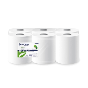 Asciugamani industriali multiuso Lucart Eco - 180 m - 2 veli - H 23 x Ø19,5 cm - Øanima 7,6 cm - 486 strappi (conf.6 rotoli)