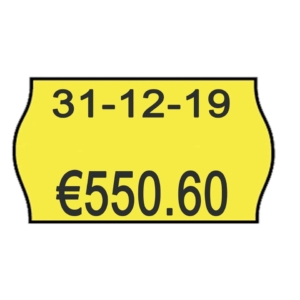 Rotolo da 1000 etichette per prezzatrice Printex sagomate 26x16 mm Giallo fluo removibile - 2616sfr7gi (conf.10 rotoli)