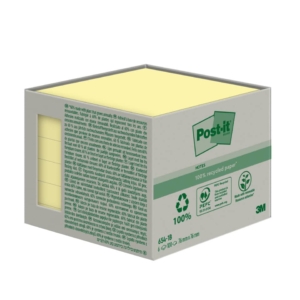 Foglietti riposizionabili Post-it® in carta riciclata Giallo Canary - 76x76 mm - 6 blocchetti da 100 foglietti