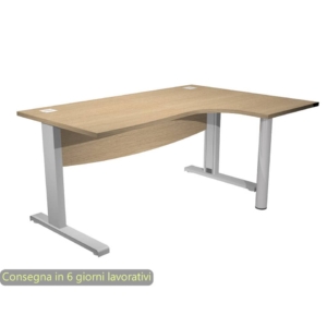 Scrivania angolare destra con passacavi color Rovere 180x120x73 cm Artexport Flex con Modesty Panel