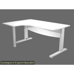 Scrivania angolare sinistra con passacavi Bianca 180x120x73 cm Artexport Flex con Modesty Panel