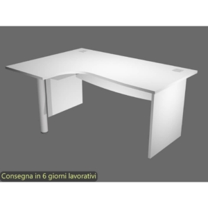 Scrivania Ufficio angolare sinistra con passacavi 160x120x73 cm Bianca Artexport Flex fianchi melaminico+supporto metal
