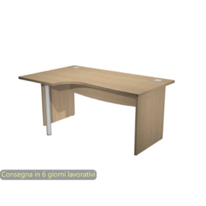 Scrivania Ufficio angolare sinistra con passacavi 160x120x73 cm color Rovere Artexport Flex fianchi melaminico+supporto metal