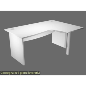 Scrivania Ufficio angolare destra con passacavi 160x120x73 cm Bianca Artexport Flex fianchi melaminico+supporto metal