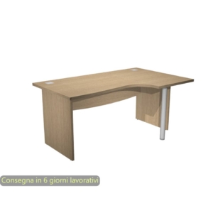Scrivania Ufficio angolare destra con passacavi 160x120x73 cm color Rovere Artexport Flex fianchi melaminico+supporto metal