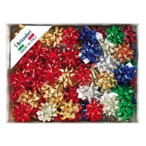 Stelle adesive per pacchi regalo Brizzolari 10 mm Ø50 mm Assortito lucido - B.15 (conf.100)