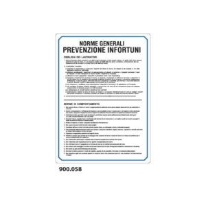Cartello informativo "Norme generali prevenzione infortuni" 33x47 cm - 900.058