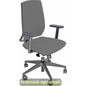Sedia ufficio girevole Unisit Giulia con base in alluminio - Braccioli opzionali - Rivestimento fili di luce Grigio scuro