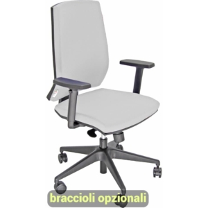 Sedia ufficio girevole Unisit Giulia con base in alluminio - Braccioli opzionali - Rivestimento pelle Bianca