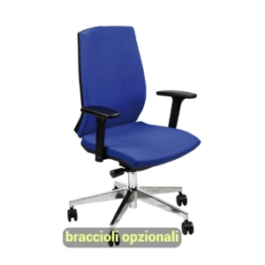 Sedia ufficio girevole Unisit Giulia con base in alluminio - Braccioli opzionali - Rivestimento fili di luce Blu