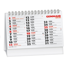 Calendario da Tavolo 2027 wire-o (13 fogli) 14,4x10,2 cm Rosso/nero 27-CT400
