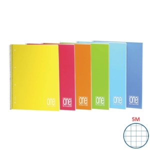Quaderno spirlato a quadretti con fori - A5 Maxi One Color PPL - 80g/m² - 5mm - 80 fogli +1 - colore assortito