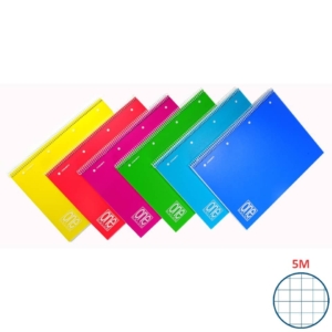 Quaderno spirlato a quadretti con fori - A4 Maxi One Color PPL - 80g/m² - 5mm - 80 fogli +1 - colore assortito