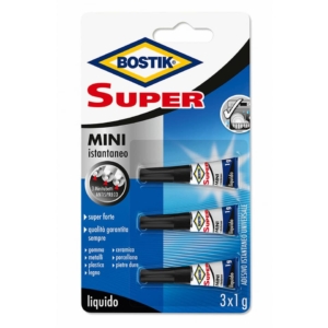 Adesivo universale istantaneo Bostik Super Mini liquido tubetto monodose 1gr - D2743 (conf. da 3 pezzi)