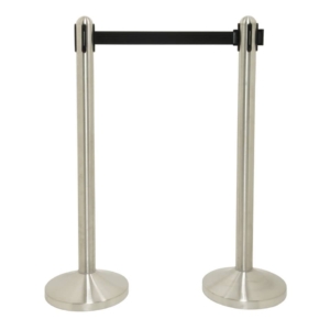 Colonnina segnapercorso Securit® in acciaio - nastro retrattile 2,1 m nero - 101x51x51 cm - RS-RT-RVS-BL-SET