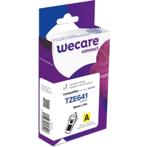 Nastro compatibile Brother 18 mm x 8 mt Wecare Nero/Giallo K80031W4