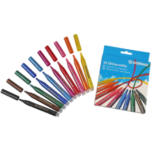 Pennarelli con punta in fibra con glitter Donau - colori assortiti - 322234 (conf. da 10 pennarelli)