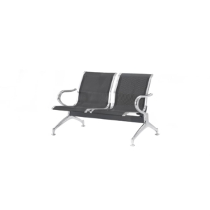 Panca 2 posti in acciaio microforato per sala d'attesa Nero Serena Group - L123xP68xH78 cm