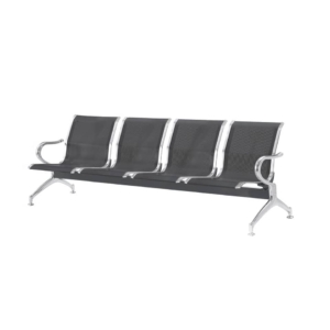 Panca 4 posti in acciaio microforato per sala d'attesa Nero Serena Group - L236xP68xH78 cm
