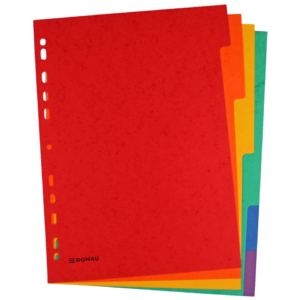 Divisori intercalari Donau in cartoncino 225 g formato A4 - 330364 (50 conf. da 6 tasti cad.)