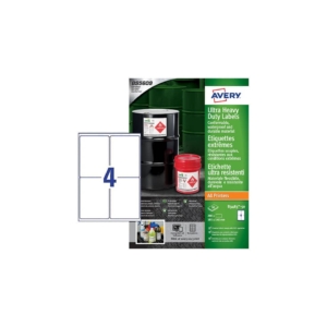 Etichette in Teslin Bianco Avery Laser/Inkjet 4 etichette per foglio 105x148 mm - B3483-50 (conf.50 fogli)