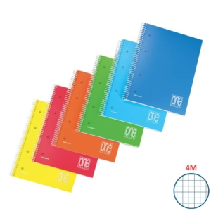 Blocco spiralato fogli A4 forati 80g/m² copertina in PPL - 80+1 fogli One Color quadretto 4M