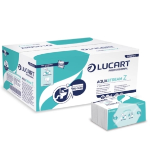 Asciugamano 2 veli Aquastream piegato a "Z'' - pacchetti Lucart Professional - 864018J (conf.15 fascette 242 foglietti)
