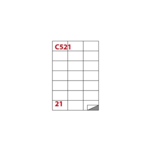 Etichette Bianche permanenti Copiatabu C521 laser/inkjet - 21 etichette per foglio - Markin 70x42,43 mm (conf.100 fogli)