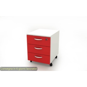 Cassettiera a 3 cassetti su ruote 17020 41x50xh.52,2 cm Artexport struttura Bianca/frontalini Rossi - 17020/3R/3T