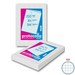 Fogli protocollo A4 - 60g/m² - Blasetti 5M - A4 chiuso - A3 aperto (conf.200 fogli)