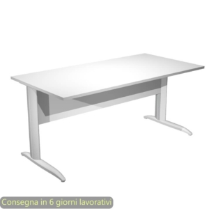 Scrivania piano Bianco 160x80xh.72 cm gamba a L in metallo Grigio alluminio linea Presto Artexport - 003K2/3/AA