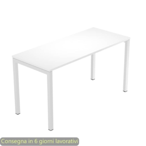Scrivania piano Bianco 140x60xh.72,5 cm gamba a ponte in metallo Grigio linea Presto Venere Plus Artexport - 652/3