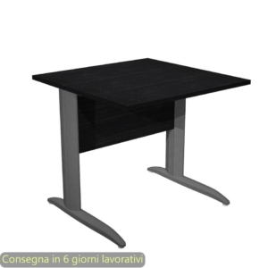 Scrivania piano Nero venato frassino 80x80xh.72 cm gamba a L in metallo Antracite opaco Presto - 001K2/8/AF