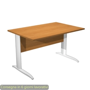 Scrivania piano Noce chiaro 120x80xh.72 cm gamba a L in metallo Bianco opaco linea Presto Artexport - 004K2/4/AN
