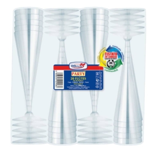 Bicchieri Flutes Trasparenti in polistirene/diamant Dopla Reusable 120 ml - 22069 (conf.20)